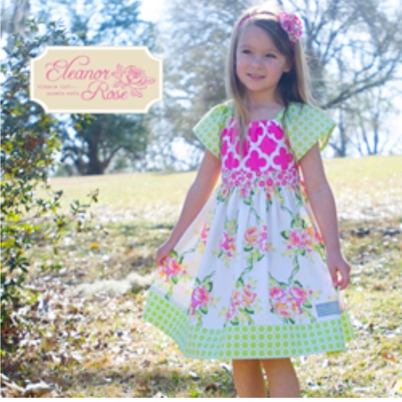 Eleanor Rose Girls Size 4-5 Ladylike Allie Floral Dress pink green - Picture 1 of 5